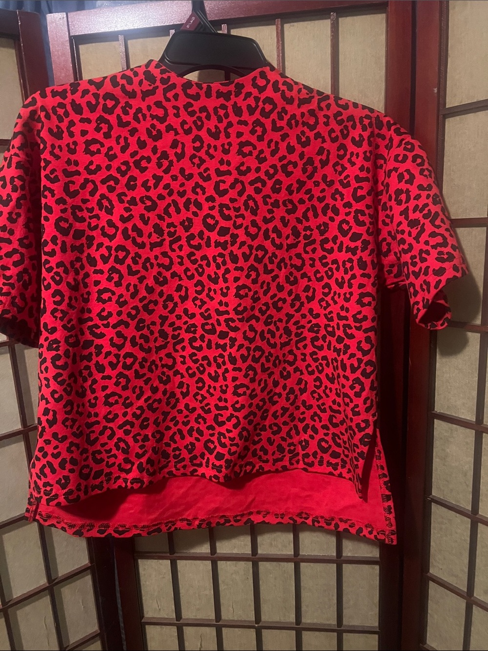 Red Leopard Print Half-Zip Top
